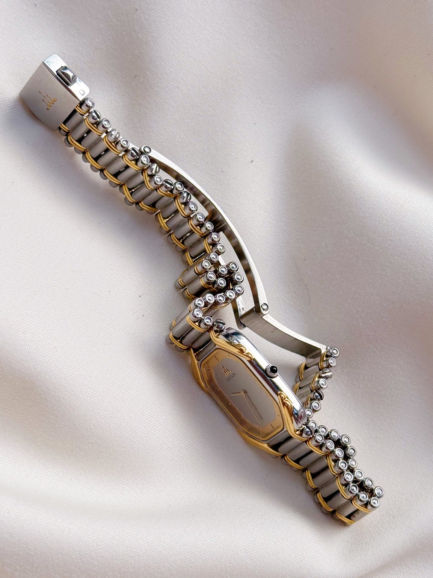 Extremely Rare Seiko Credor Tank Vintage watch for women; 18k Solid Gold & Stainless steel