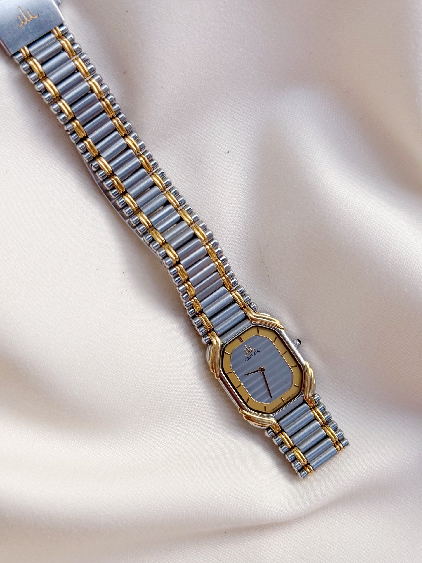 Extremely Rare Seiko Credor Tank Vintage watch for women; 18k Solid Gold & Stainless steel