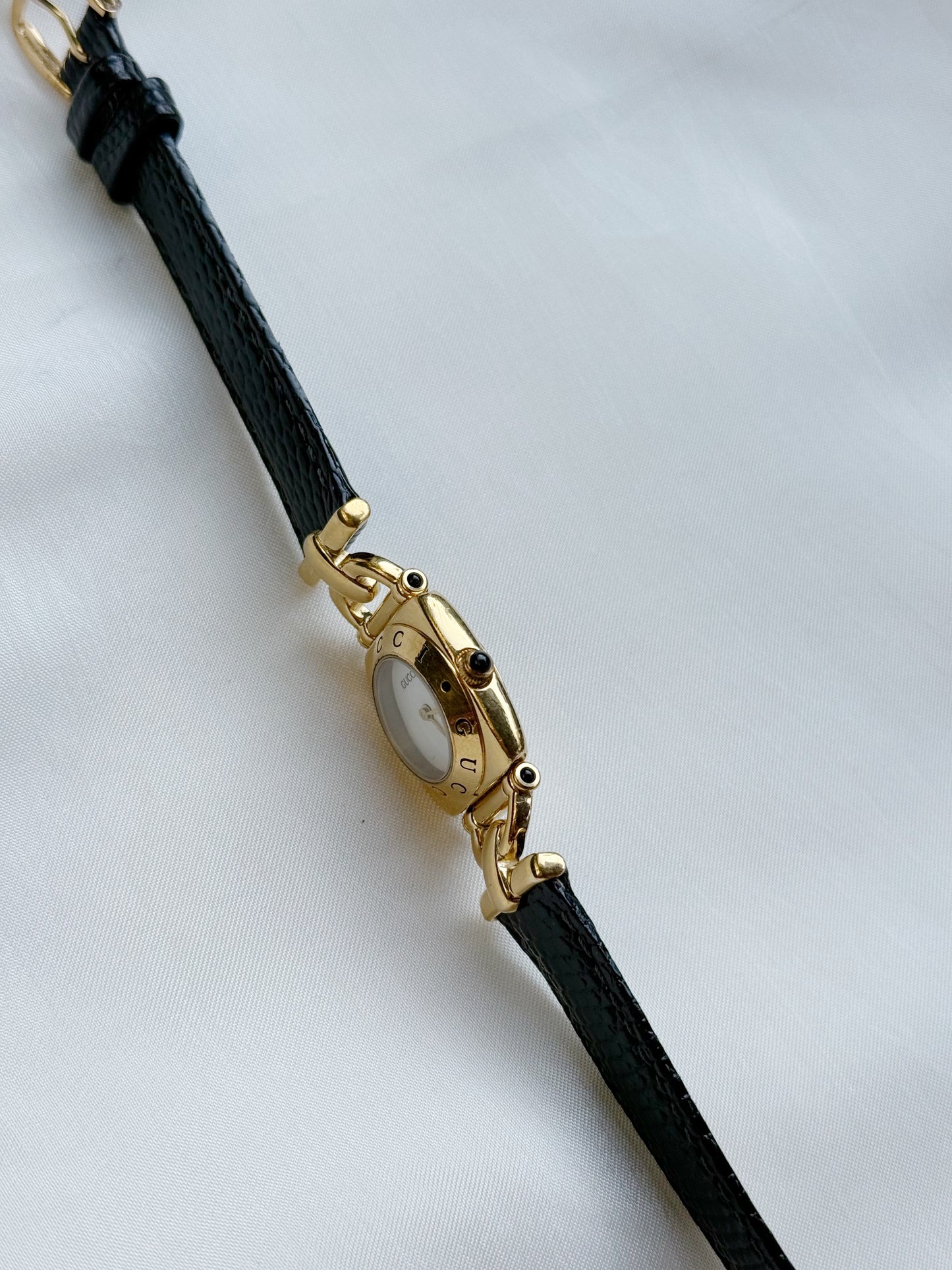 Vintage Gucci Horsebit 90s Gold-Plated 6300L Quartz Watch ; Luxury Swiss timepiece