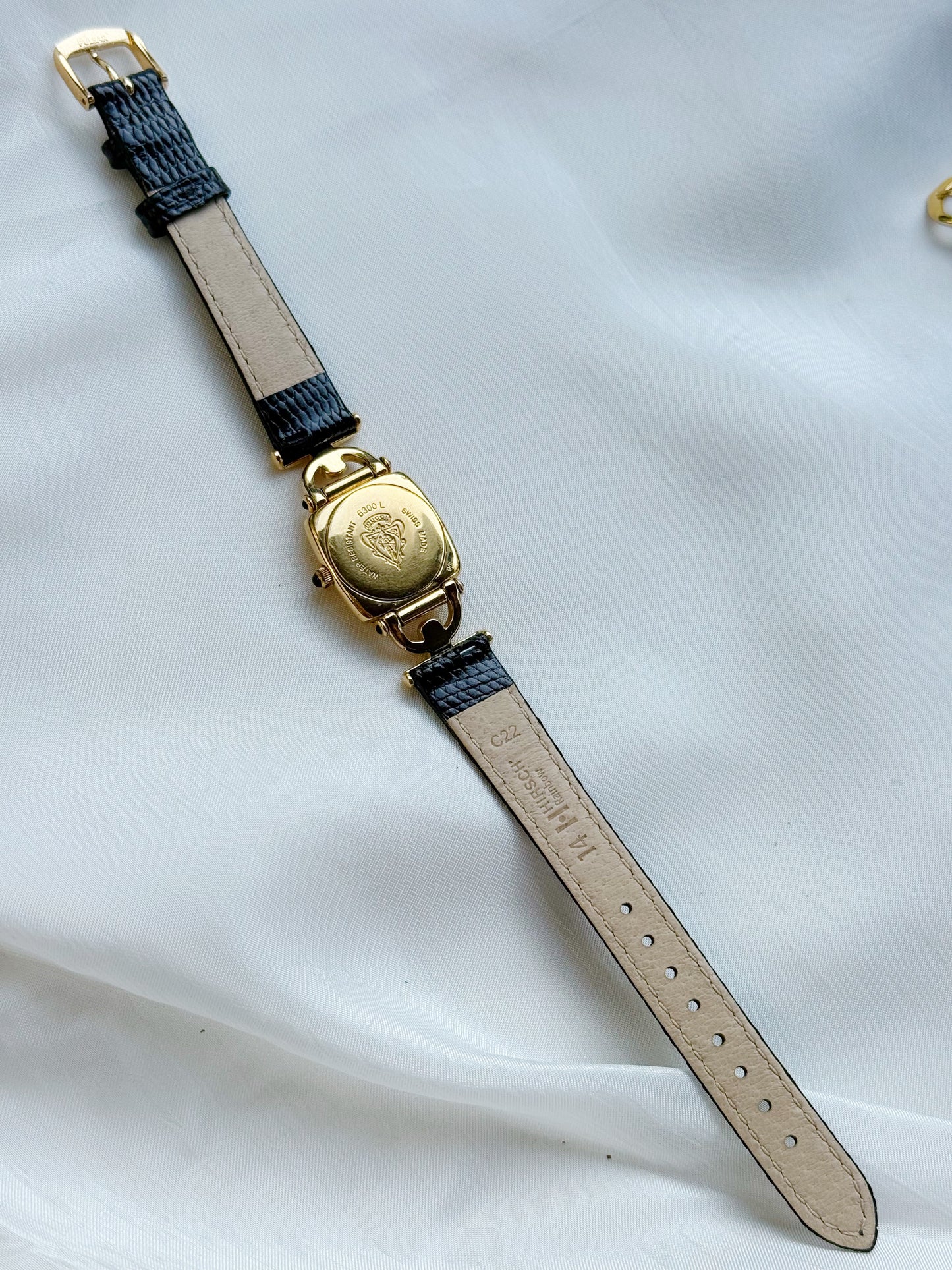 Vintage Gucci Horsebit 90s Gold-Plated 6300L Quartz Watch ; Luxury Swiss timepiece
